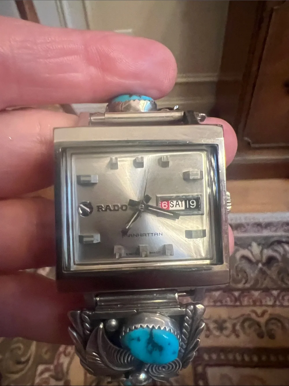 Rado Silver Watch with Sterling & Turquoise Band
